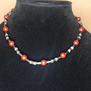 Hematite with red jasper necklace